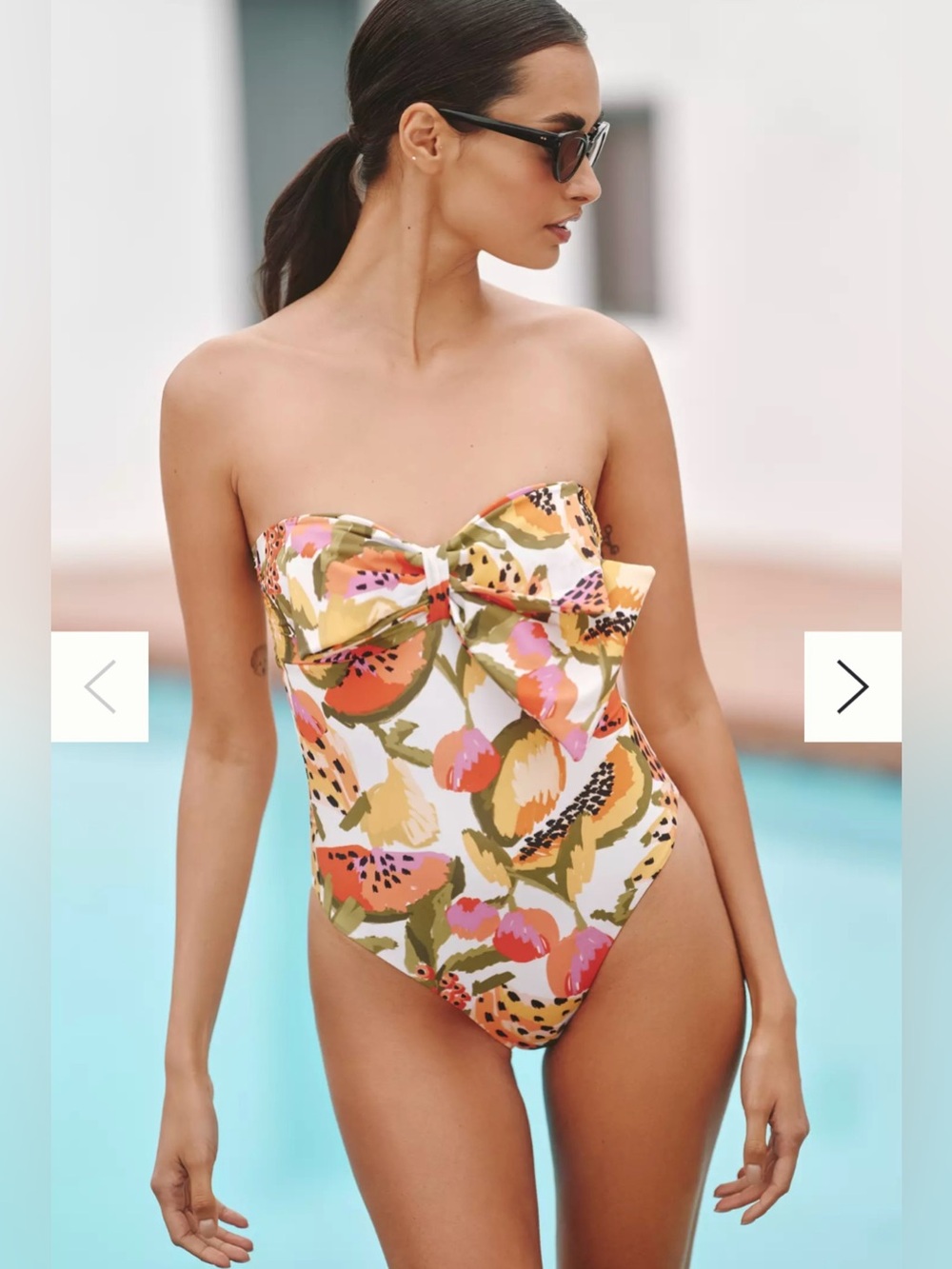 Farm Rio Papaya Fruits Paradise One-Piece Swimsuit Bathing Suit Sz Large - Picture 2 of 12